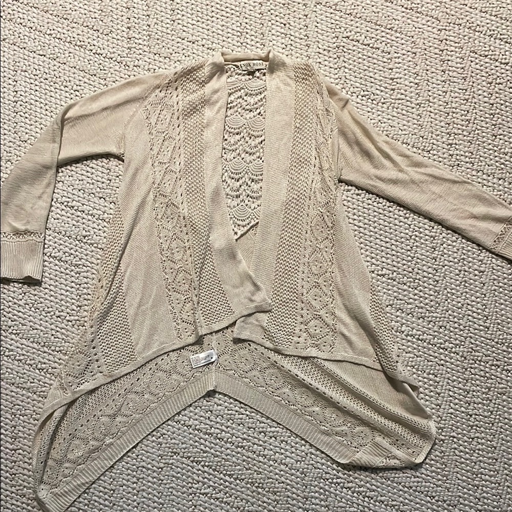 Beige Lace Knit Cardigan